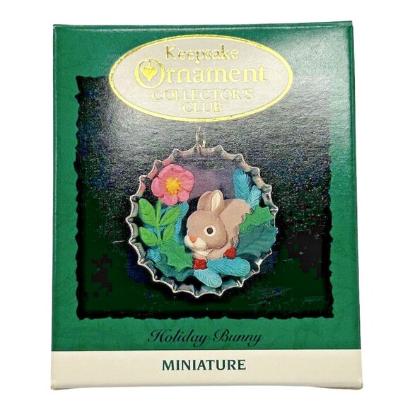 Hallmark Keepsake‎ Ornament "Holiday Bunny" 1994 Miniature Christmas Ornament - Picture 1 of 7